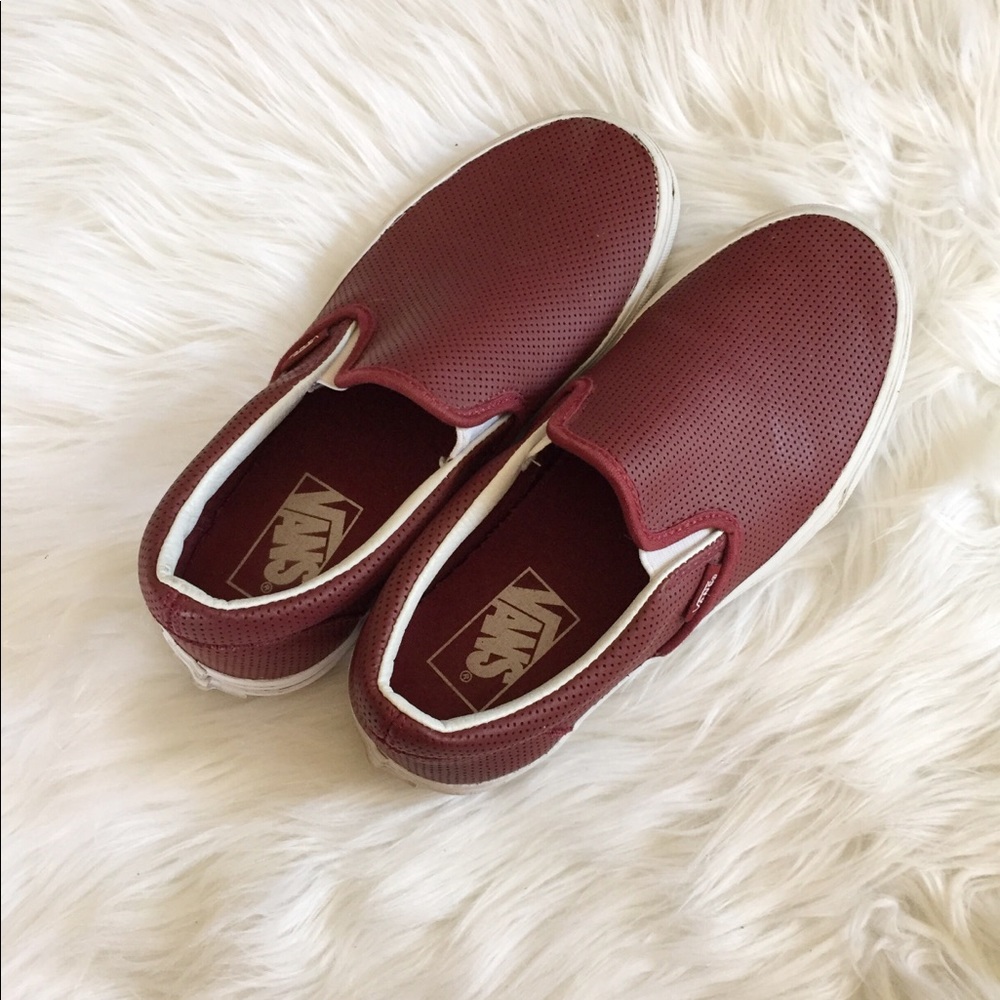 Maroon Leather Slip on Vans